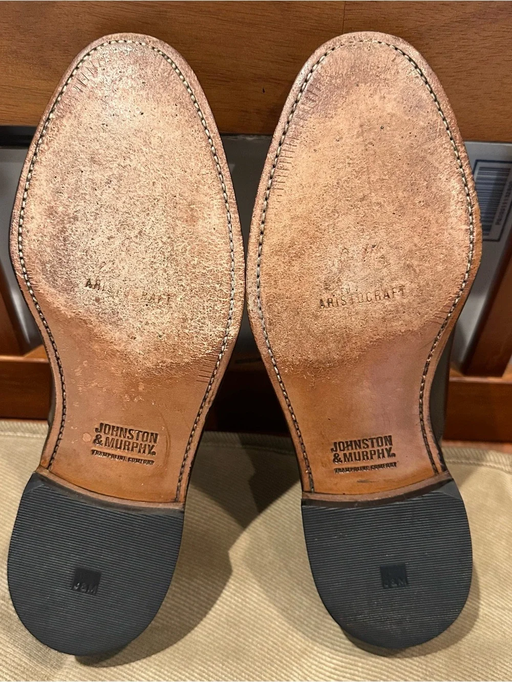 Johnston & Murphy Men's Burgundy Leather Cap-Toe Oxfords.